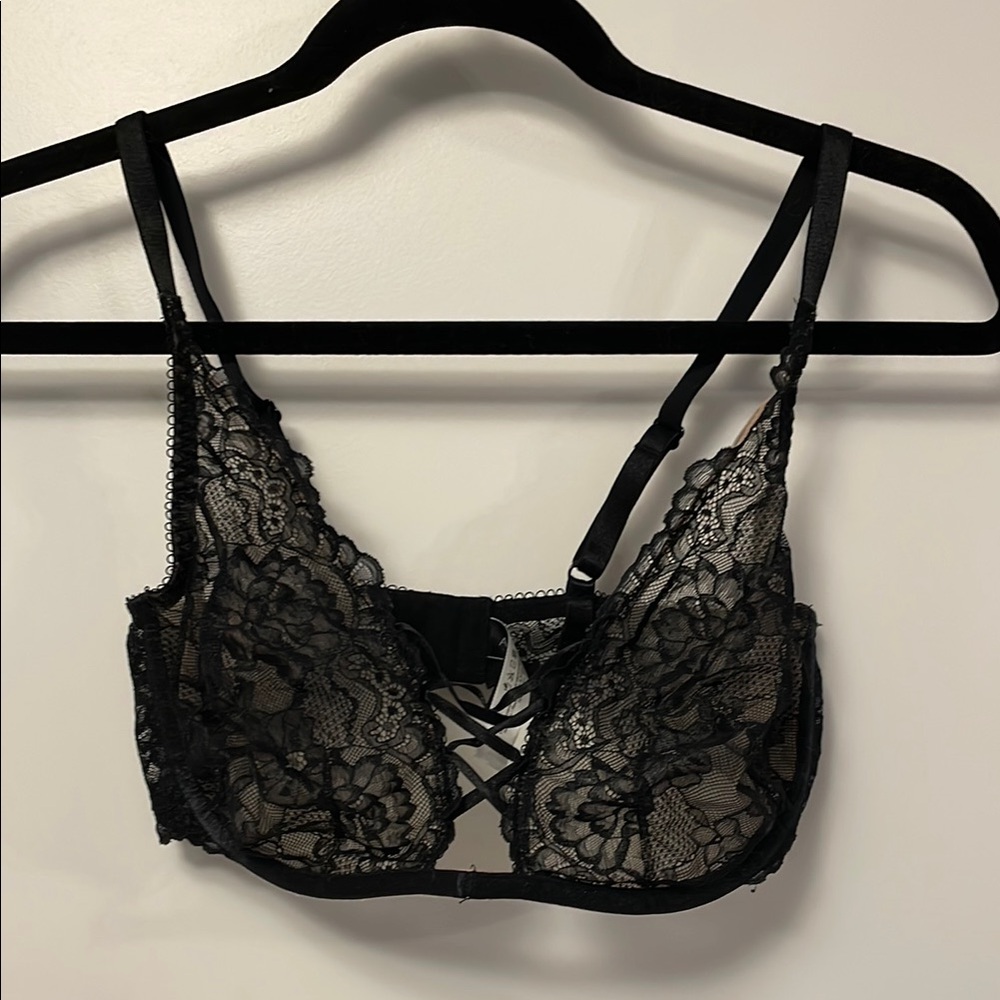 Strappy Lace Black Sexy Unlined Underwire Bra - Adore Me